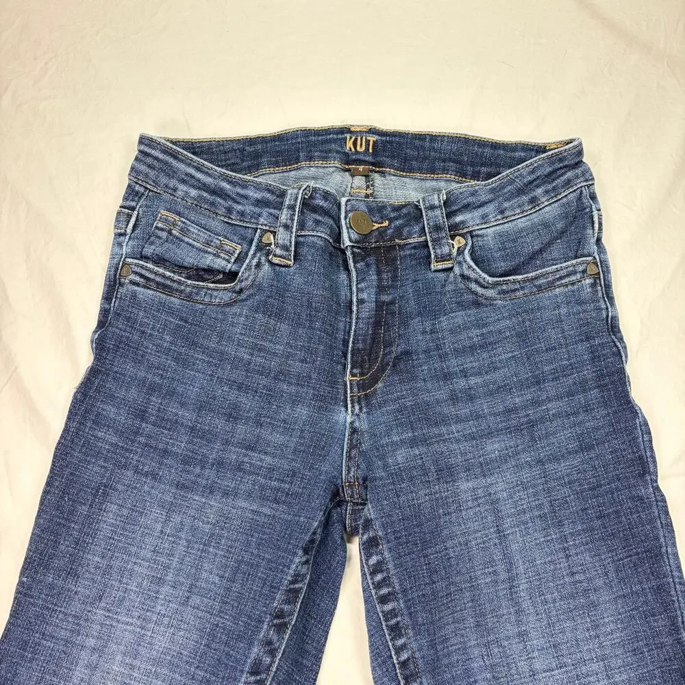 Kut from the Kloth straight leg dark wash mid rise jeans. Size 4. denim